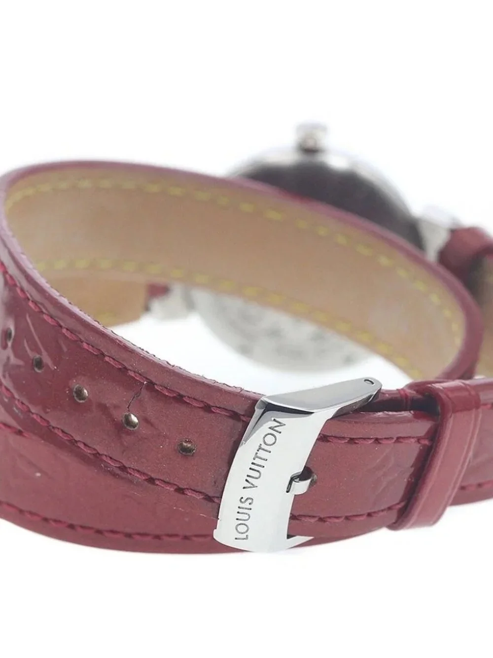 LOUIS VUITTON Tambour Q121Z Heart diamond Red Dial Quartz Ladies Watch_960790